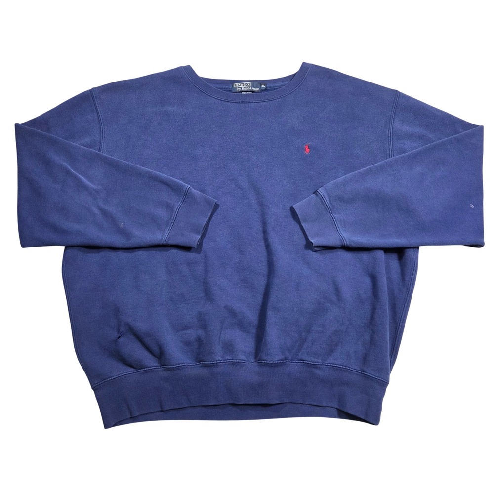 Vintage Polo Ralph Lauren Men XL Navy Blue Crewneck Sweatshirt Retro Grunge Punk